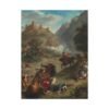 Vintage Battle Landscape Canvas Wall Art, Castle Cavalry Historical Scene