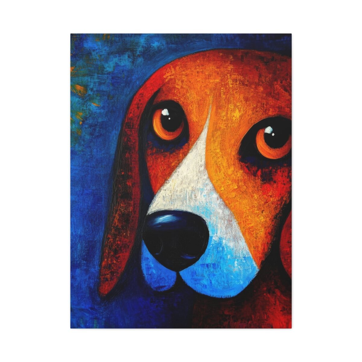 Colorful Dog Canvas Wall Art – Vibrant Basset Hound Portrait for Modern Interiors