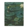 Vintage Lotus Pond Canvas Wall Art – Moody Botanical Water Lily Painting Decor