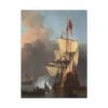 Vintage Maritime Sailing Ship Canvas Wall Art, Historic Naval Harbor Scene