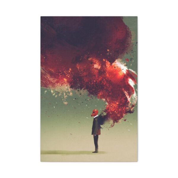 Crimson Echoes Surreal Wall Art – Premium Matte Canvas, Red Figure Artwork