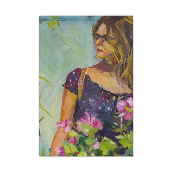 Garden Muse Floral Woman Wall Art, Premium Matte Stretched Canvas, Elegant Botanical Portrait