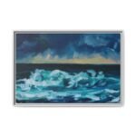 Tempest Horizon — Ocean Storm Framed Canvas Wall Art, Dramatic Coastal Decor