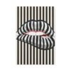 Striped Lip Canvas Wall Art, Modern Black and Cream Pop Art on Stretched Canvas