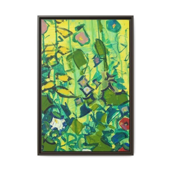 Verdant Bloom Symphony – Colorful Abstract Botanical Framed Canvas Wall Art, Premium Matte