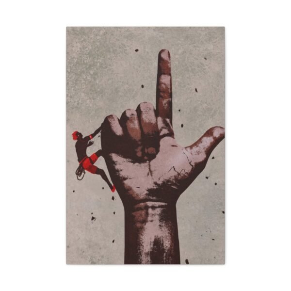 The Defiant Climb – Giant Hand Wall Art, Premium Matte Stretched Canvas
