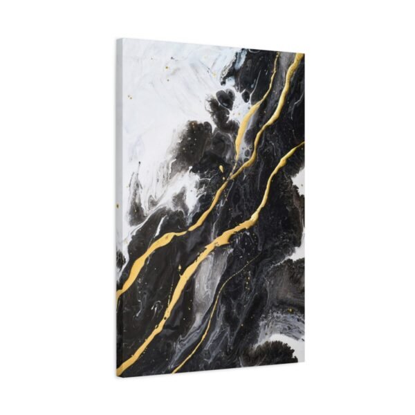 Obsidian Gold Flow – Black Gold Abstract Wall Art, Premium Matte Canvas Decoror