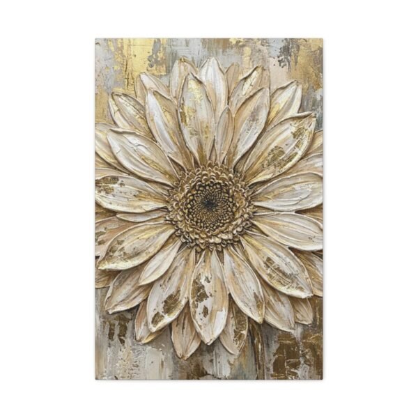Neutral Sunflower Canvas Wall Art – Elegant Gold Botanical Matte Canvas for Modern Homes