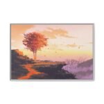 Emberfall Autumn Sunset Framed Canvas Wall Art – Modern Scenic Decor