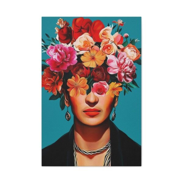 Frida Kahlo Inspired Canvas Wall Art | Floral Portrait Modern Home Decor