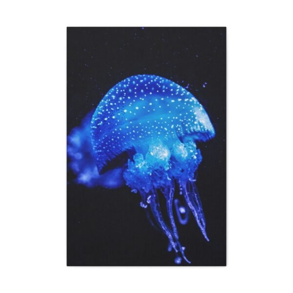 Glowing Blue Jellyfish Canvas Wall Art for Coastal Modern Ocean Home Décor