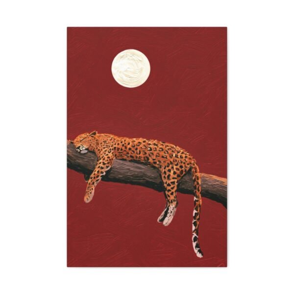 Leopard Under Moon Wall Art — Premium Matte Canvas Night Wildlife Artwork