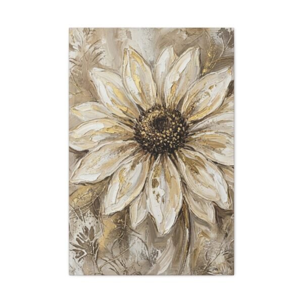 Neutral Daisy Canvas Wall Art – Luxury Beige Botanical Matte Canvas for Contemporary Décor