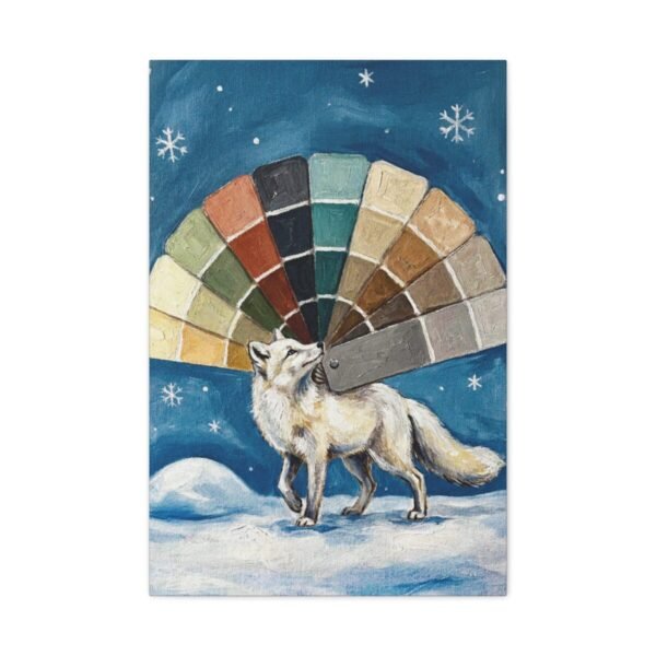 Funny Arctic Fox Canvas Wall Art, Whimsical Winter Animal Matte Canvas Print