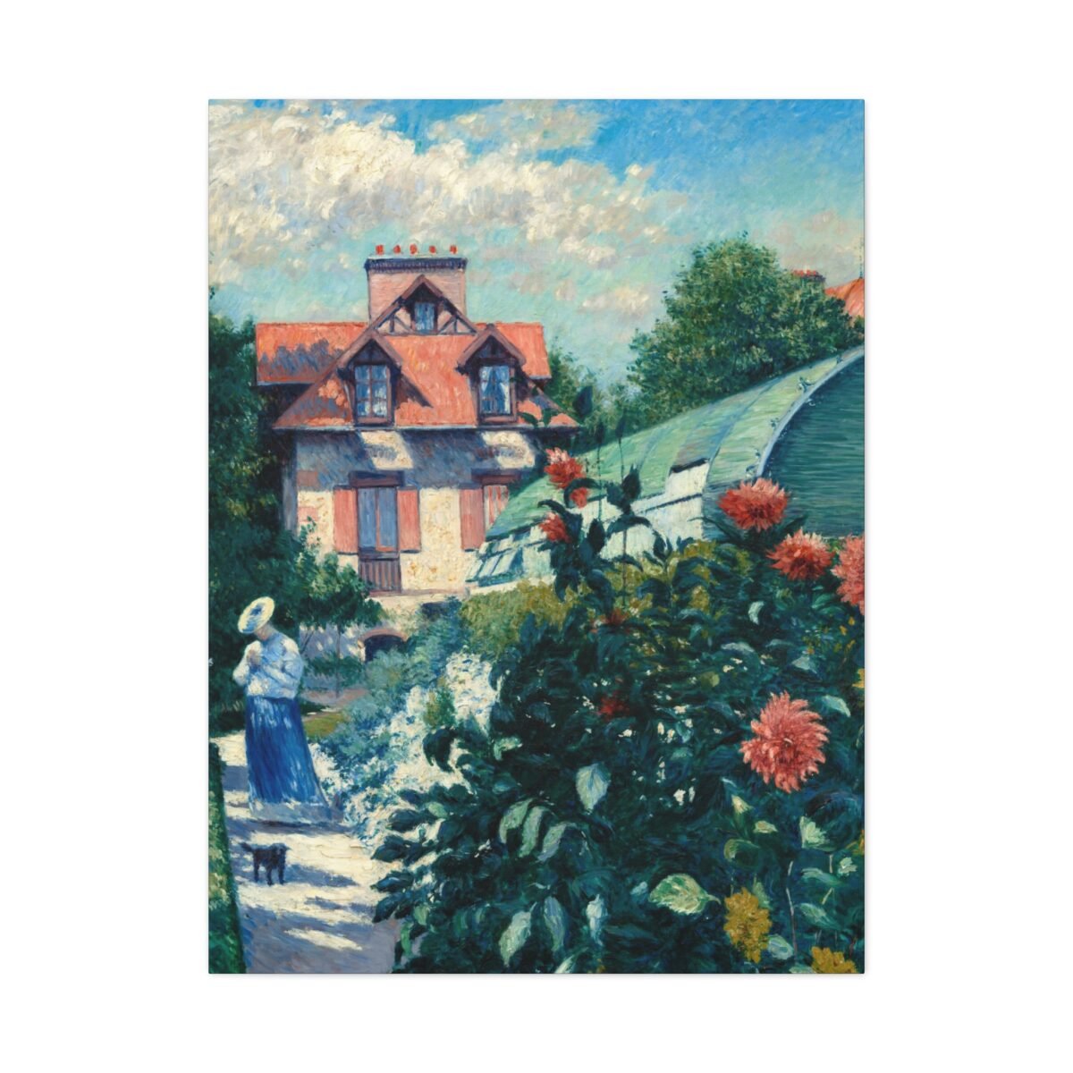French Countryside Cottage Canvas – Impressionist Garden Landscape Wall Art