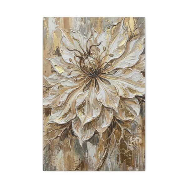White Floral Canvas Wall Art – Elegant Neutral Botanical Matte Canvas Wall Decor