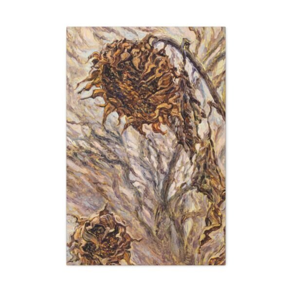 Withered Sunflower Reverie – Vintage Sunflower Wall Art, Premium Matte Canvas