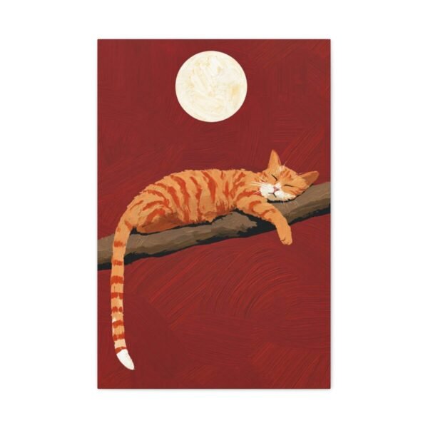 Sleeping Orange Cat Wall Art, Premium Matte Canvas for Cozy Modern Decor