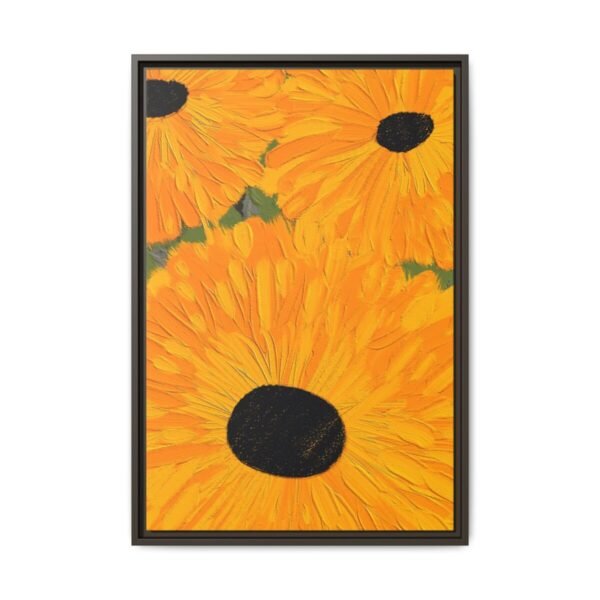 Golden Sunburst Sunflower Wall Art, Premium Matte Framed Canvas for Modern Decor