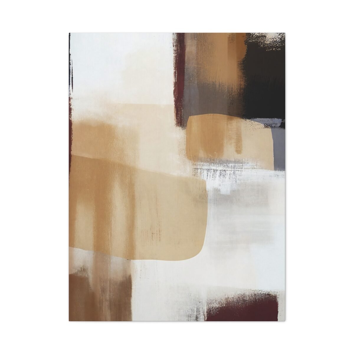 Neutral Abstract Canvas Wall Art, Modern Beige Brown Minimalist Matte Canvas Decor