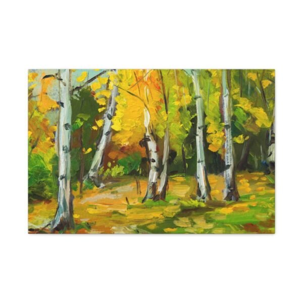 Amber Birch Reverie – Autumn Birch Forest Wall Art, Premium Matte Canvas Decor
