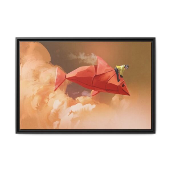 Crimson Origami Fish Wall Art – Premium Matte Framed Canvas for Modern Decor