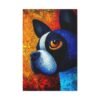 Blue and Black Dog Wall Art Canvas, Colorful Modern Pet Portrait for Home Decor