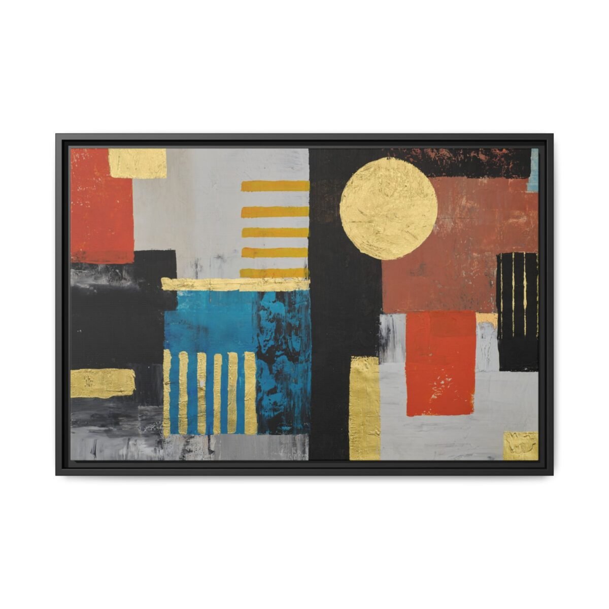 Gilded Geometry – Geometric Abstract Wall Art, Modern Framed Canvas Decor