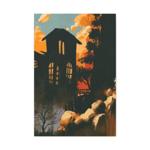Whispering Hollow – Moody Gothic House Wall Art, Premium Matte Canvas, Dark Forest Decor