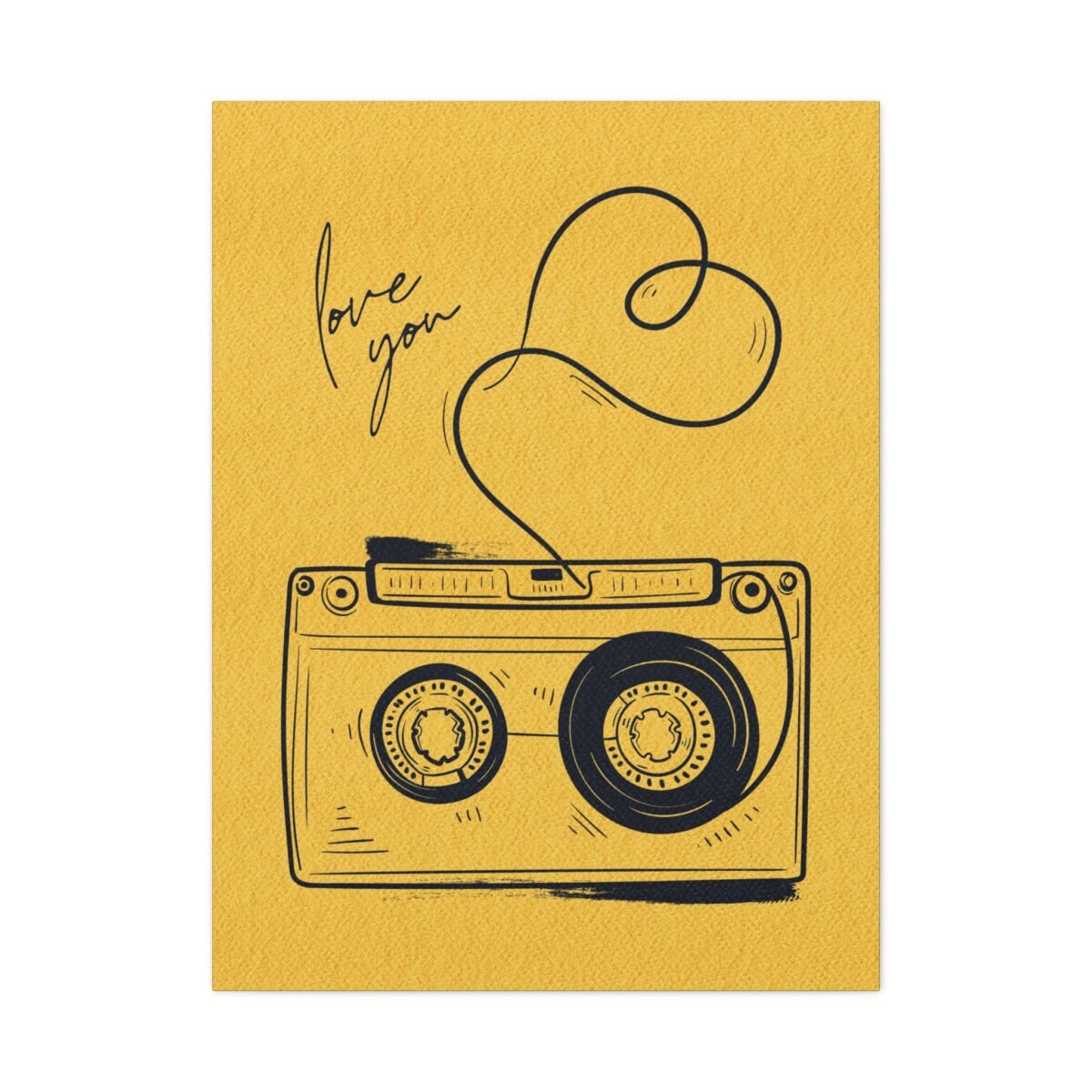 Vintage Cassette Tape Wall Art Canvas, Retro Music Love Decor for Modern Rooms