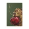Funny Capybara Canvas Wall Art with Giant Cherry | Whimsical Animal Matte Canvas Print
