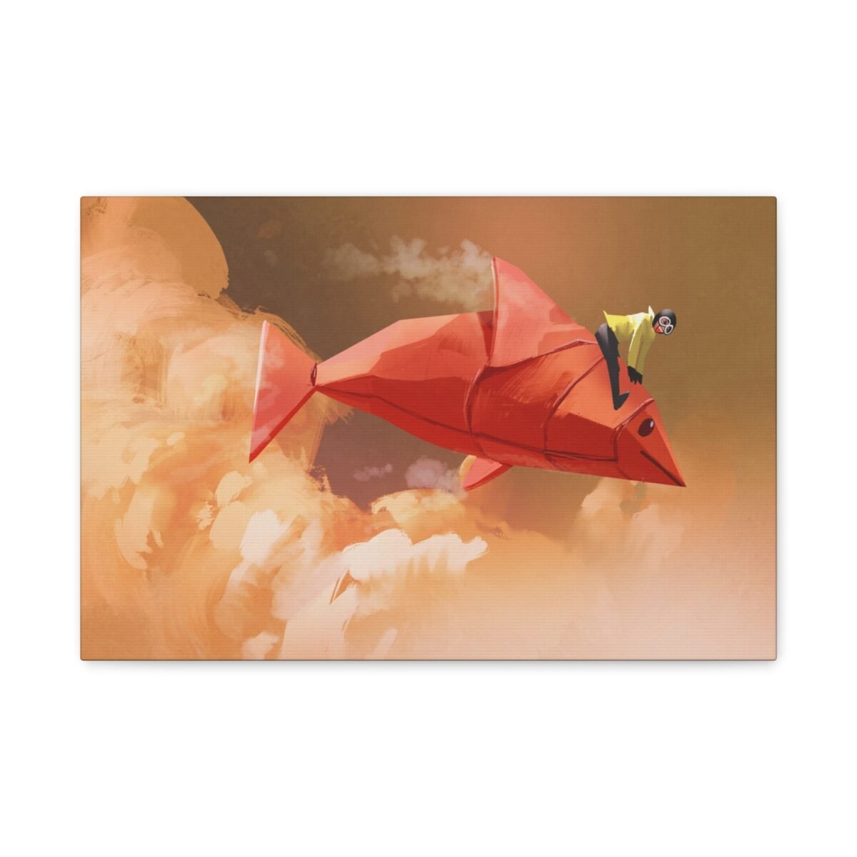 Crimson Origami Fish Wall Art – Premium Matte Canvas for Contemporary Home Decor