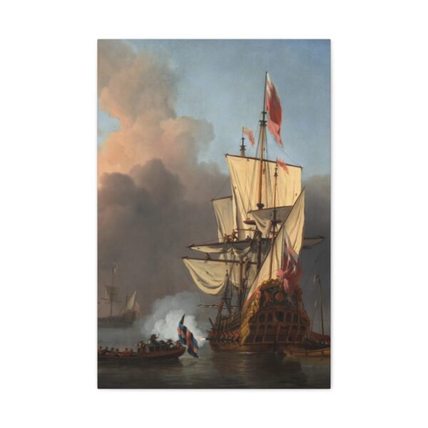 Vintage Maritime Sailing Ship Canvas Wall Art, Historic Naval Harbor Scene