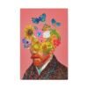 Van Gogh Inspired Canvas Wall Art | Floral Portrait Surreal Matte Canvas Print