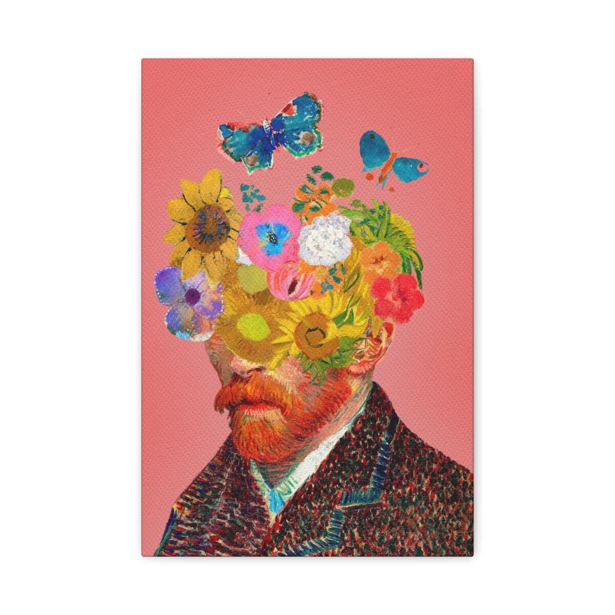 Van Gogh Inspired Canvas Wall Art | Floral Portrait Surreal Matte Canvas Print