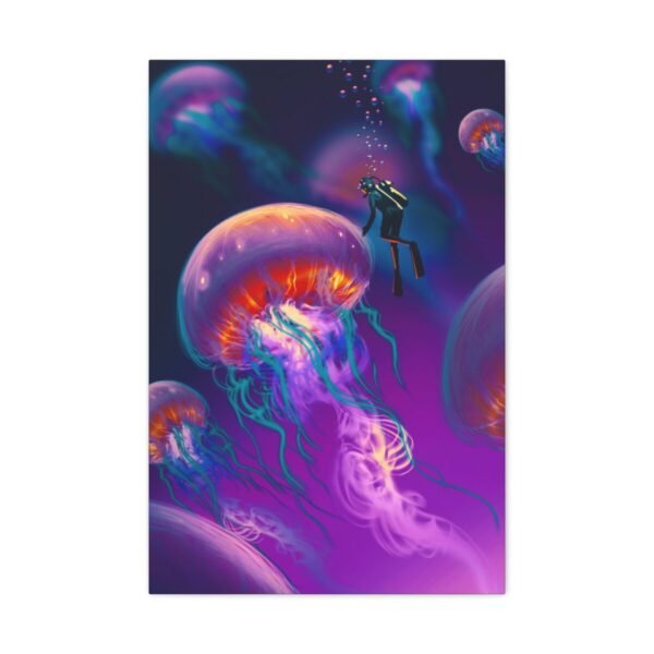 Abyssal Glow Jellyfish Ocean Wall Art, Premium Matte Canvas, Underwater Decor