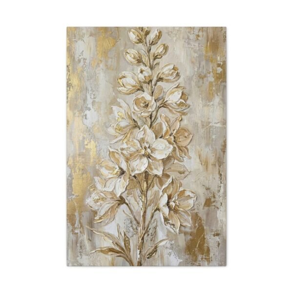 Neutral Wildflower Canvas Wall Art – Elegant Beige Botanical Matte Canvas Print