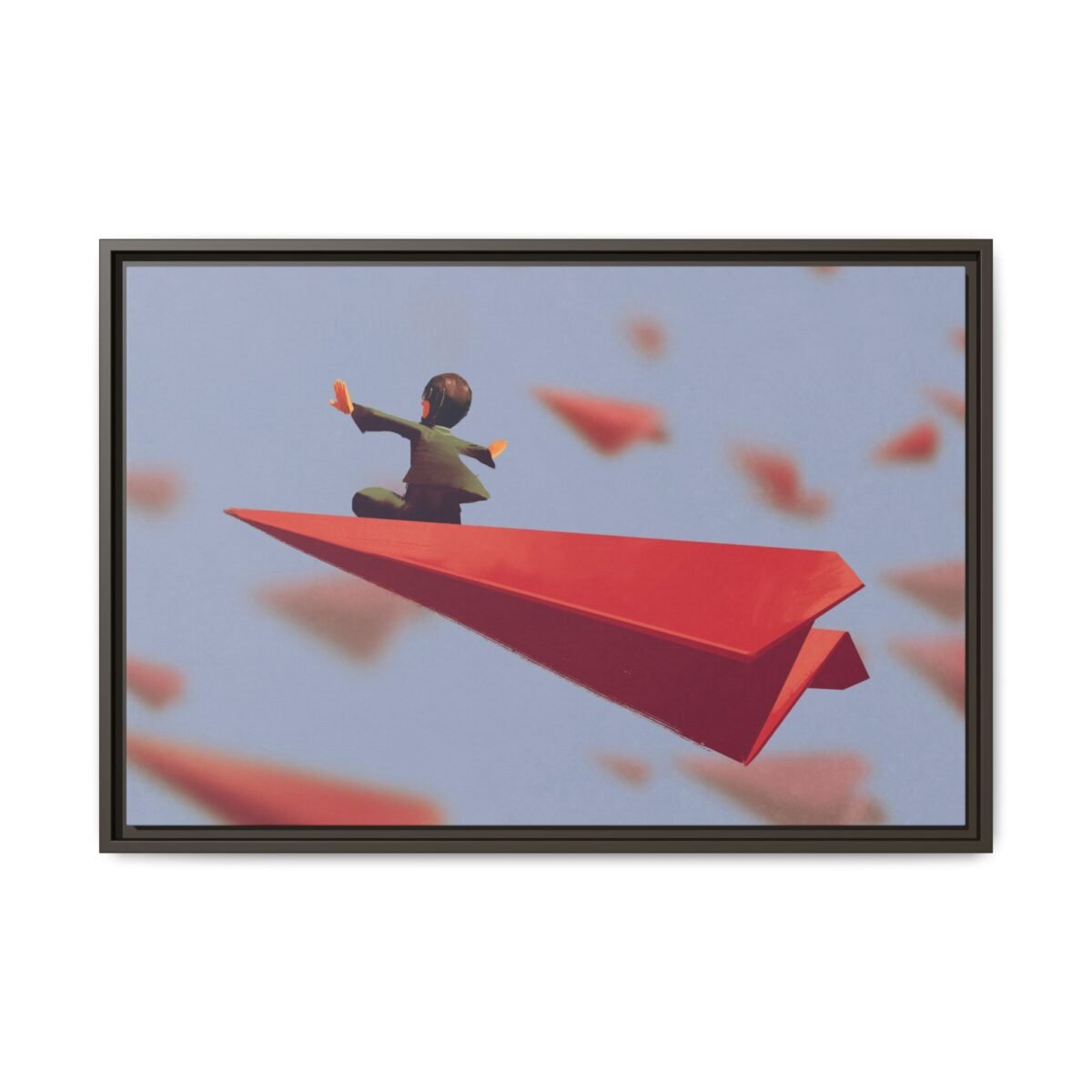 Skybound Momentum – Paper Airplane Wall Art, Framed Canvas for Modern Interiors