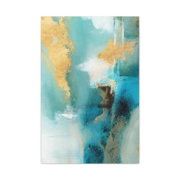 Teal Gold Abstract Canvas Wall Art | Luxury Matte Contemporary Artwork for Modern Interiors