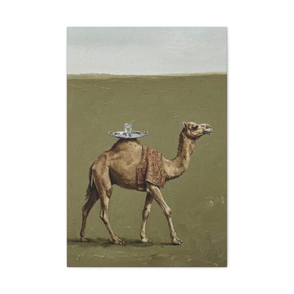 Funny Camel Canvas Wall Art with Tea Tray | Whimsical Desert Matte Canvas Print