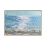 Cerulean Quietude – Ocean Landscape Wall Art Framed Canvas, Coastal Decor
