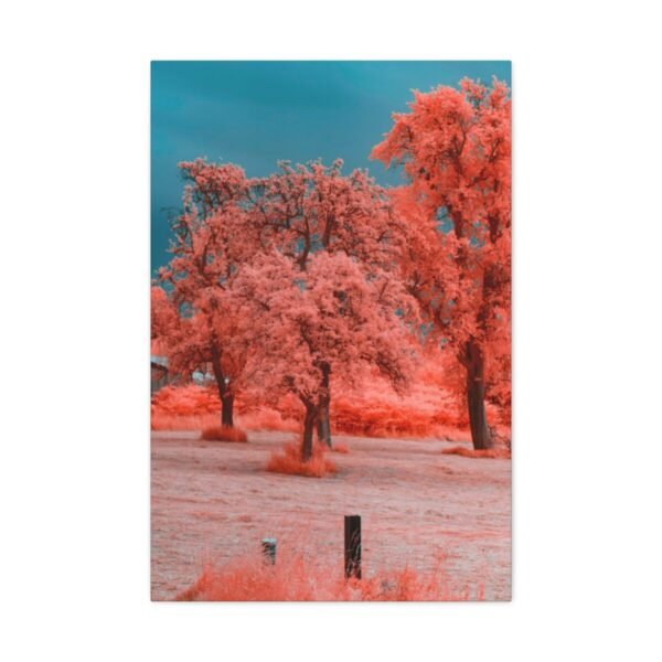 Coral Red Trees Canvas Wall Art, Premium Matte Canvas Nature Decor in Teal