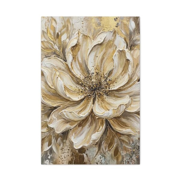 Gold Floral Canvas Wall Art – Luxury Neutral Botanical Matte Canvas for Elegant Interiors