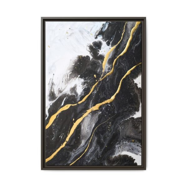 Obsidian Gold Flow – Black Gold Abstract Wall Art Premium Matte Framed Canvas