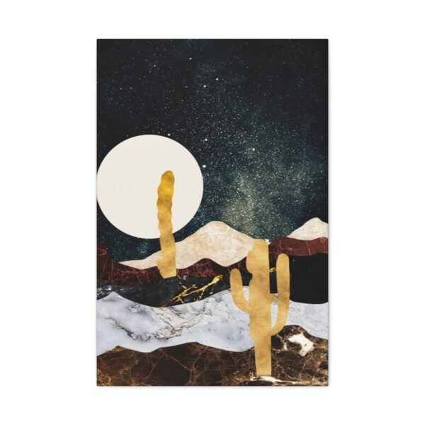 Premium Matte Desert Landscape Canvas Wall Art – Celestial Mountain & Cactus Decor