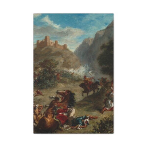 Vintage Battle Landscape Canvas Wall Art, Castle Cavalry Historical Scene