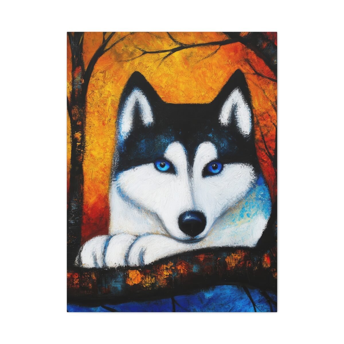 8326920518861777846_2048.jpeg Blue Eyed Wolf Canvas Wall Art, Wildlife Forest Decor for Modern Homes