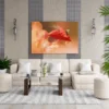 Crimson Origami Fish Wall Art – Premium Matte Canvas for Contemporary Home Decor