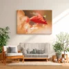 Crimson Origami Fish Wall Art – Premium Matte Canvas for Contemporary Home Decor