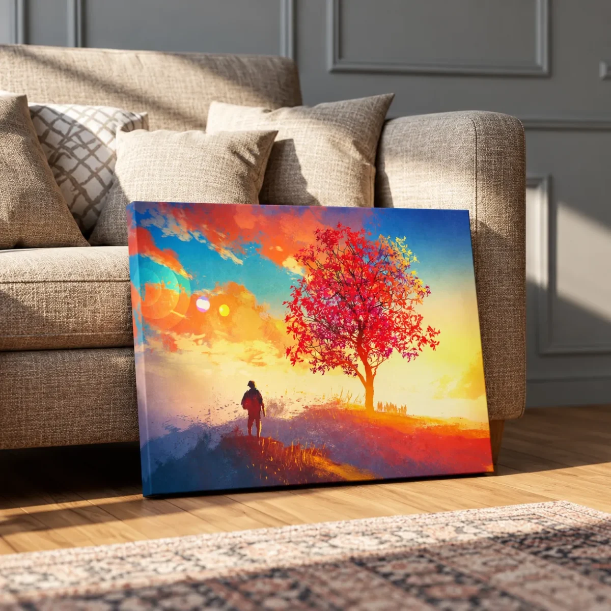 Sunset Wanderer Canvas Wall Art – Premium Matte Landscape, Vibrant Scenic Decor